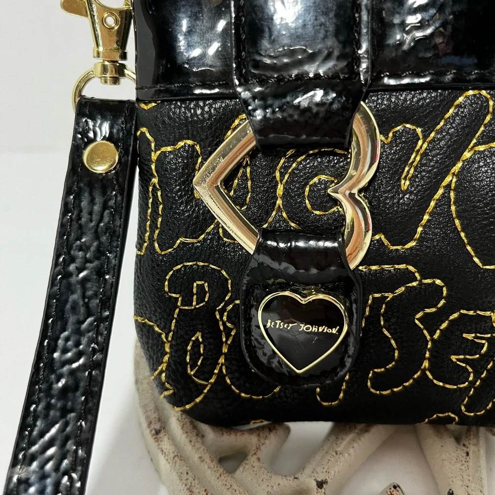 Betsey Johnson Black Quilted Wristlet